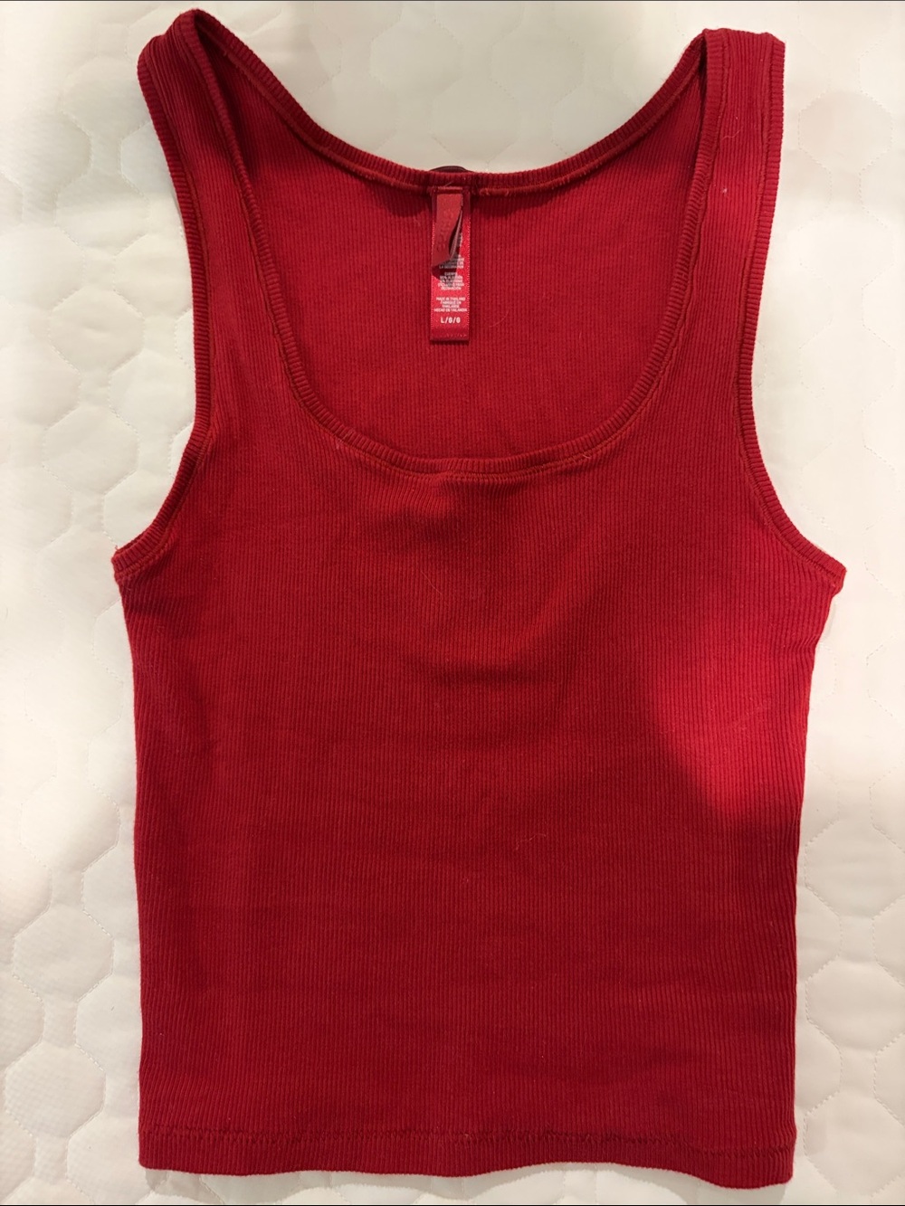 SKIMS Red Ribbed Scoop Tank